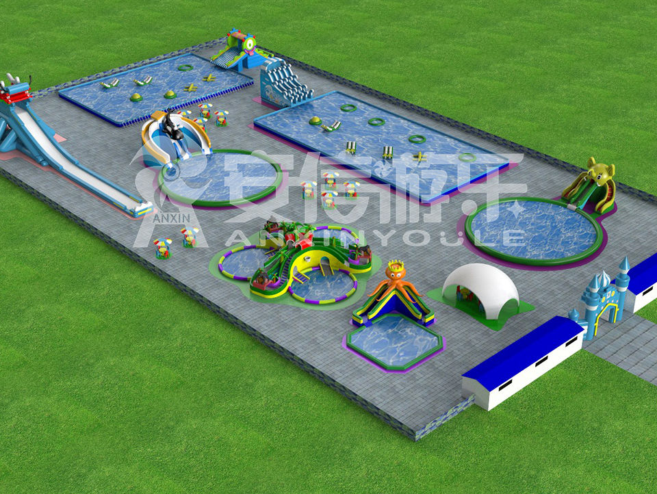 Outdoor commercial grade inflatable mobile water park