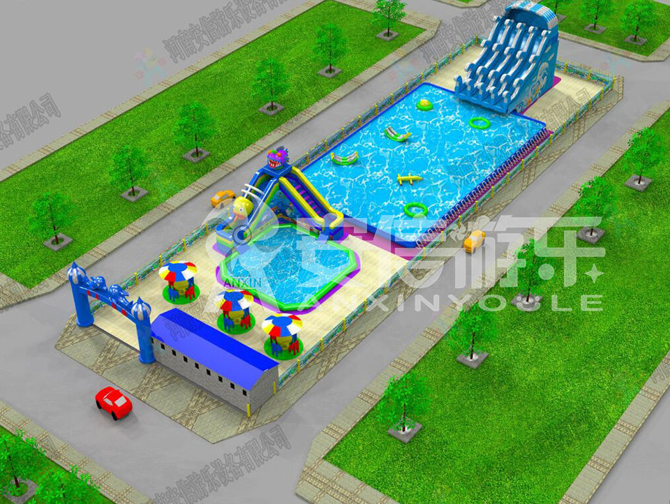 Outdoor commercial grade inflatable mobile water park