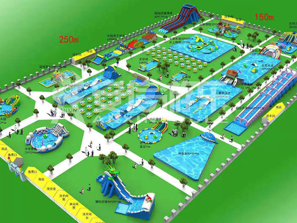 Outdoor commercial grade inflatable mobile water park