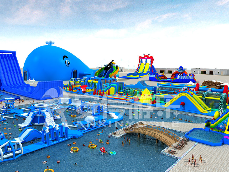 Outdoor commercial grade inflatable mobile water park