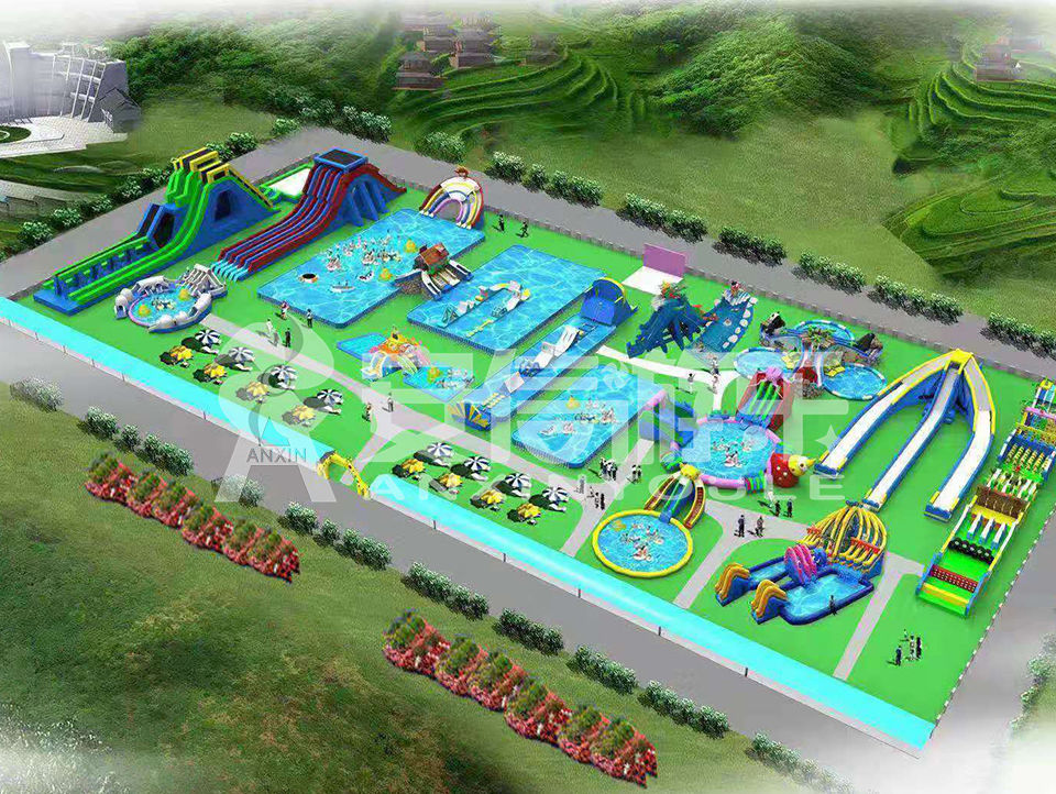 Outdoor commercial grade inflatable mobile water park