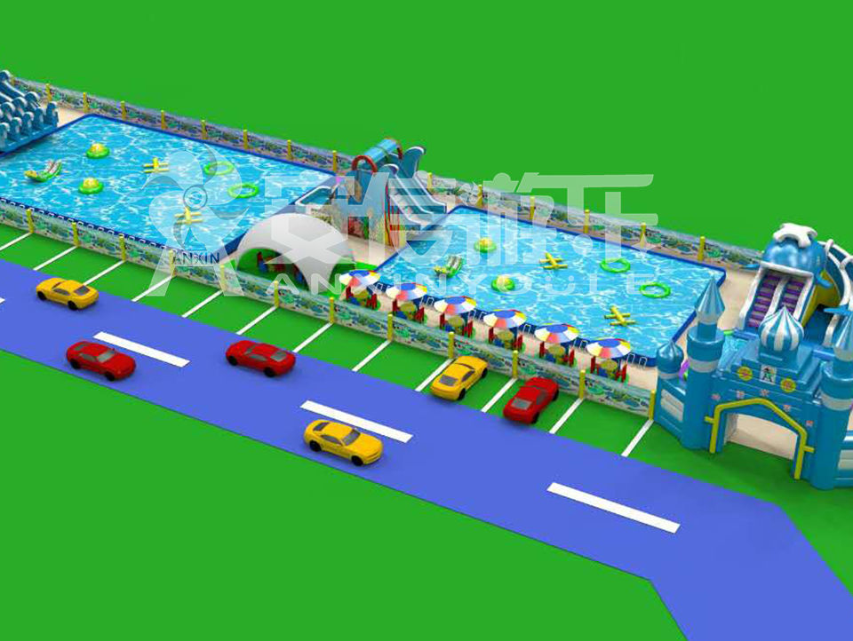 Outdoor commercial grade inflatable mobile water park