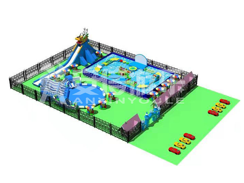 Outdoor commercial grade inflatable mobile water park