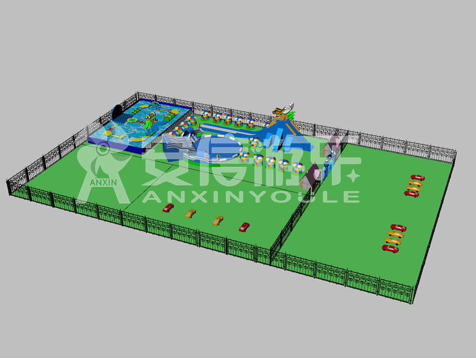 Outdoor commercial grade inflatable mobile water park