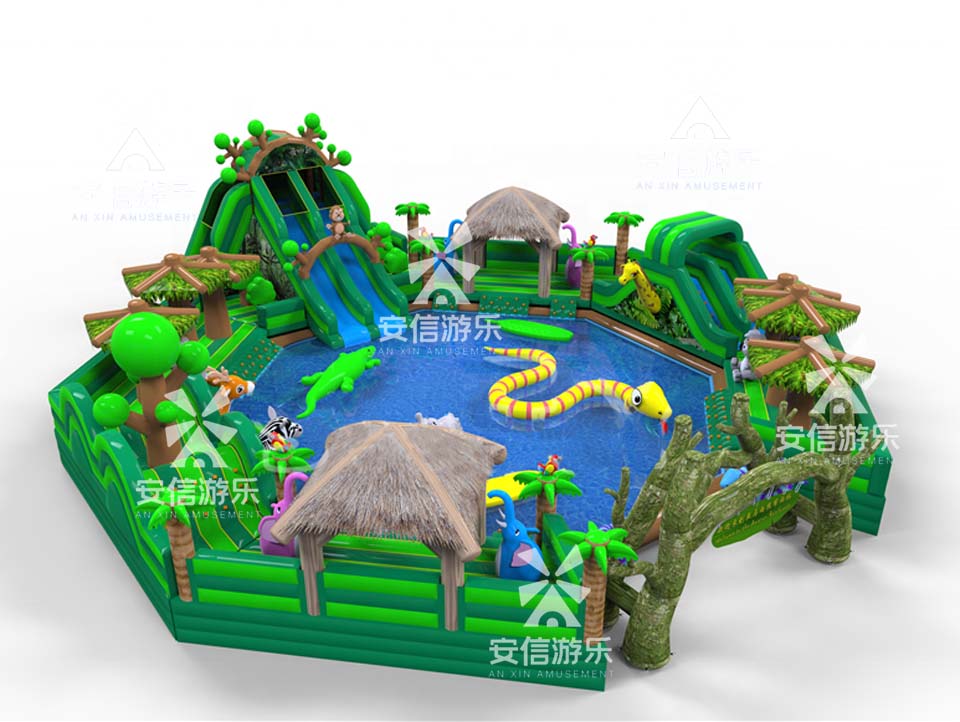 Outdoor commercial grade inflatable mobile water park