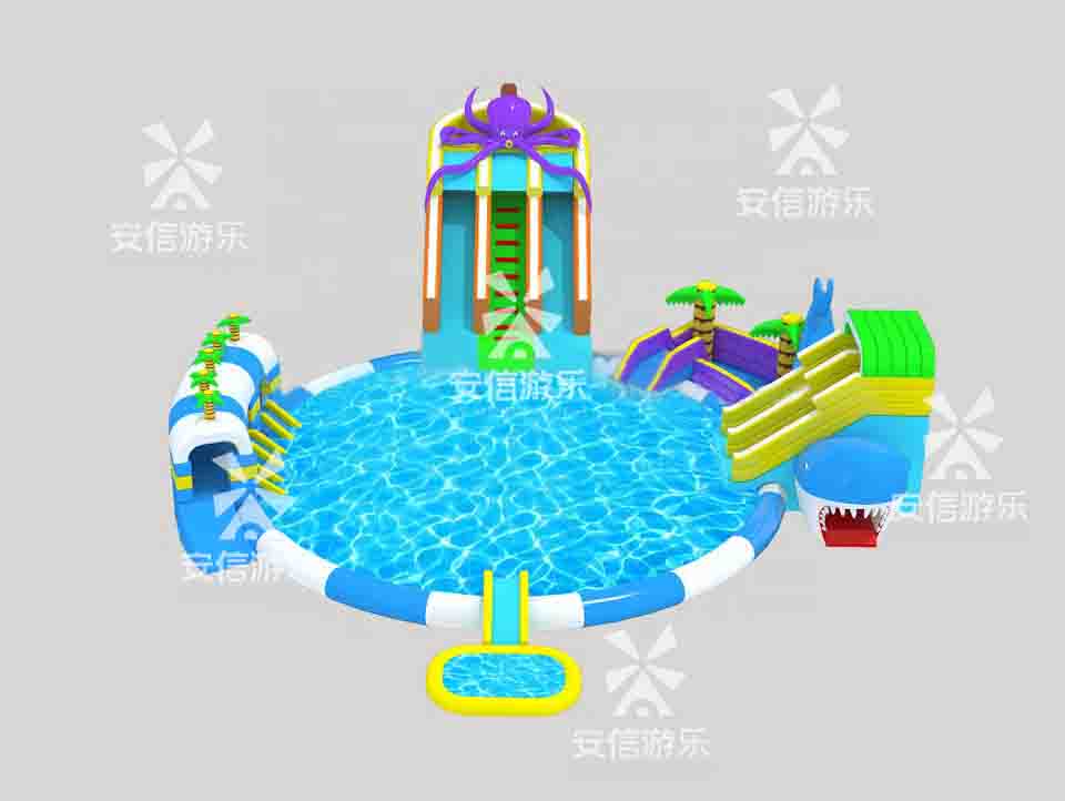 Outdoor commercial grade inflatable mobile water park