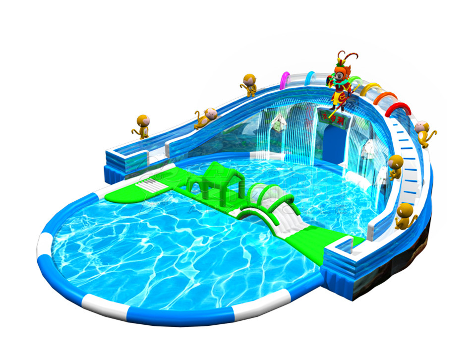 Outdoor commercial grade inflatable mobile water park