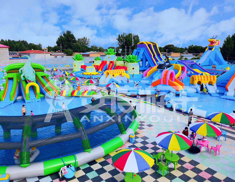 ANXIN Inflatable obstacle course floating mobile water park