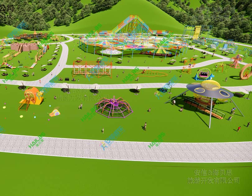 2021 ANXIN amusement park playground swing, jumping cloud, volcano climbing etc